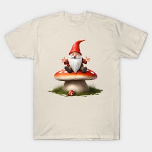 Gnome sitting on mushroom T-Shirt